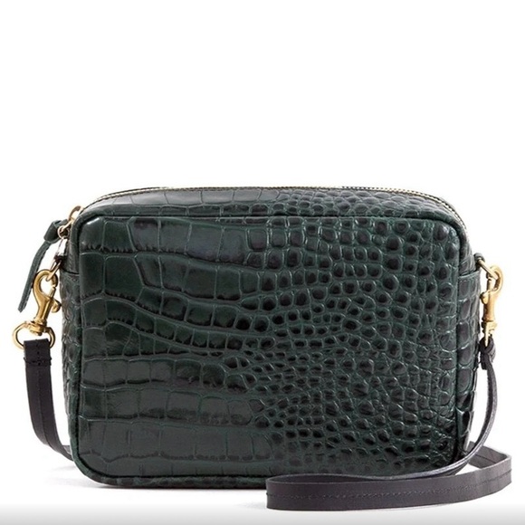 Clare V Green Crocodile Embossed Crossbody Bag - Picture 1 of 10